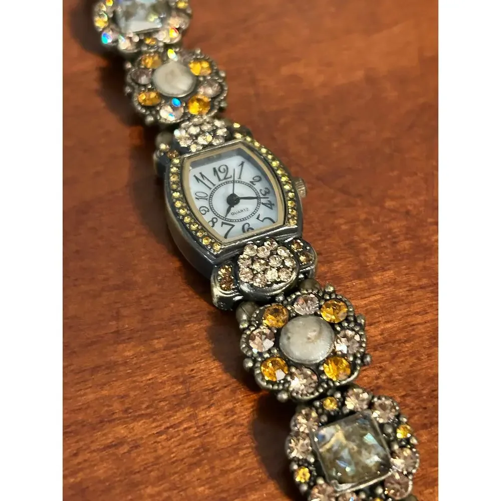 Vintage Floral Gem Quartz Watch - Treasured Times $15.00 Collection Multicolor